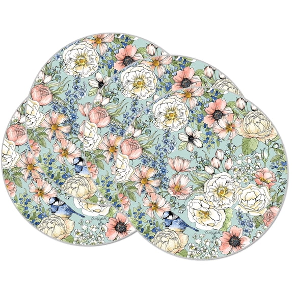 CounterArt Nature's Notebook Reversible Round Easy Care Flexible Placemat 4 Pack