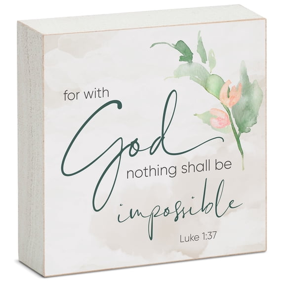 CounterArt "Nothing Shall Be Impossible" Artistic Solid Wood Block Sign 3.75” Square
