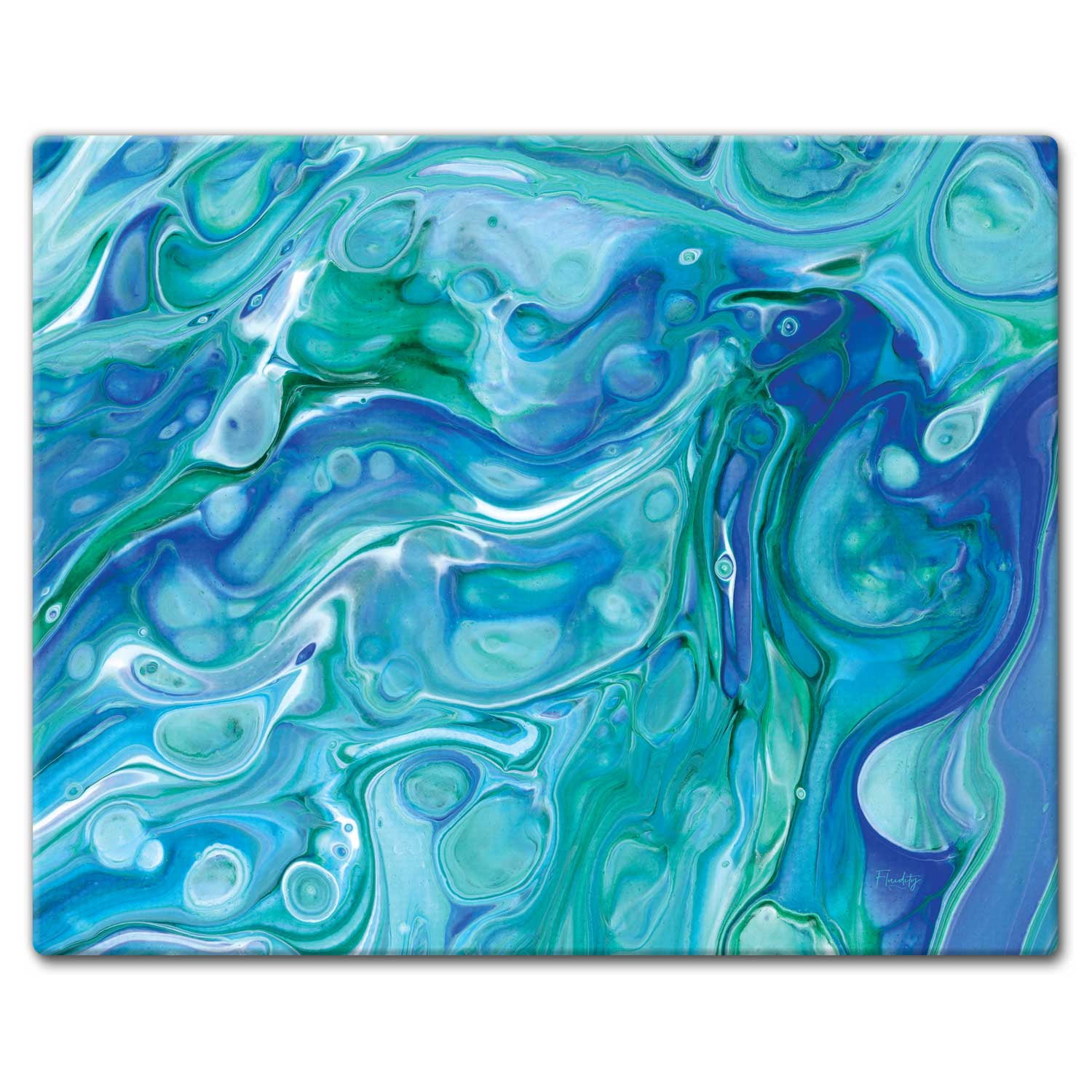 Ocean Vibe Blue Tempered Glass Rectangular Cutting Board 15" x 12"
