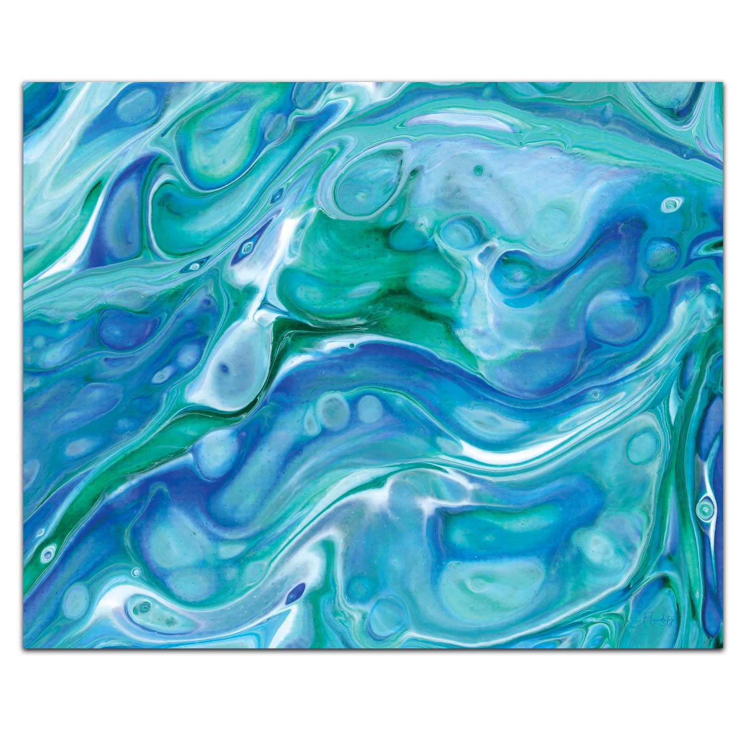 Ocean Vibe Blue and Green Tempered Glass Cutting Board 10" x 8"