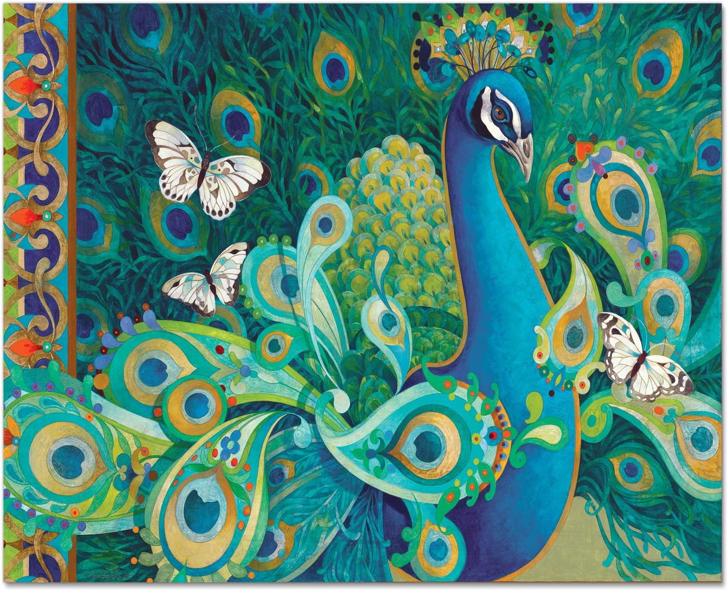 Paisley Peacock Rectangular Tempered Glass Cutting Board