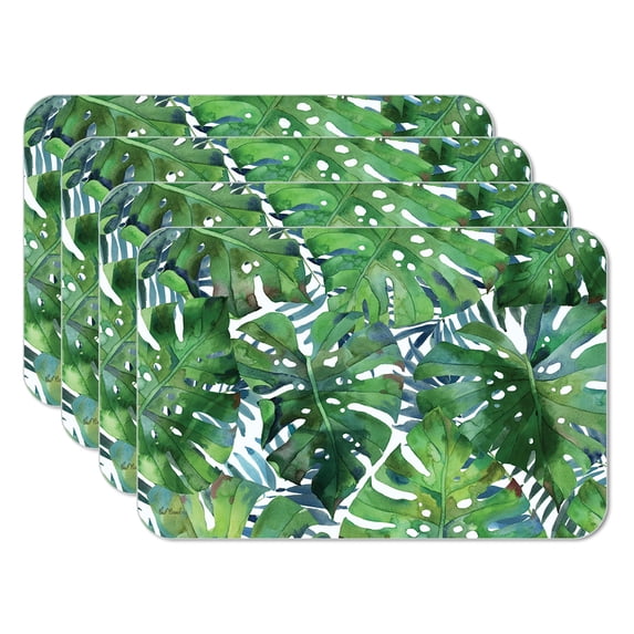 CounterArt Green Palms Reversible Easy Care Plastic Placemat 4-Pack