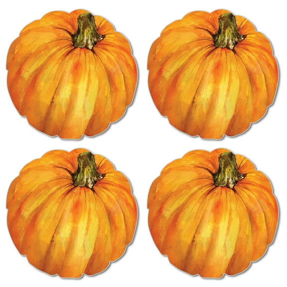 CounterArt Pumpkin Shaped Reversible Easy Care Flexible Tabletop Placemat 4 Pack