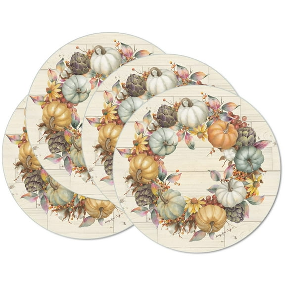 CounterArt "Pumpkin Time" 4-Pack Round Reversible Tabletop Placemats
