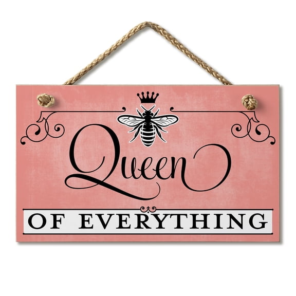 CounterArt "Queen Of Everything" Hanging Wood Wall Sign
