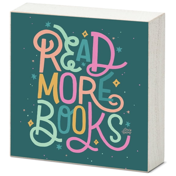 CounterArt Read More Books Freestanding Wood Block Sign 3.75" Square