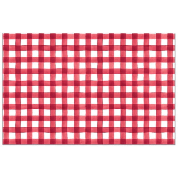 CounterArt "Red Gingham" 24-Sheet Reusable Premium Paper Placemats