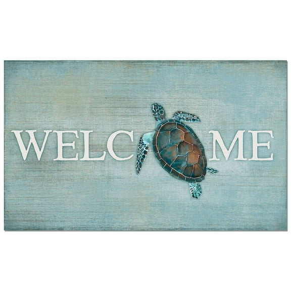 CounterArt "Sea Turtle Welcome" Indoor/Outdoor Entryway Floor Mat 29.5" by 17.75"