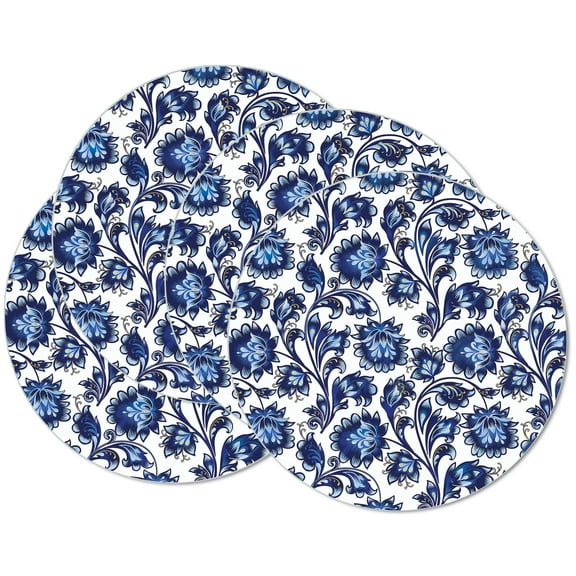 CounterArt "Shades of Blue" 4-Pack Round Reversible Tabletop Placemats
