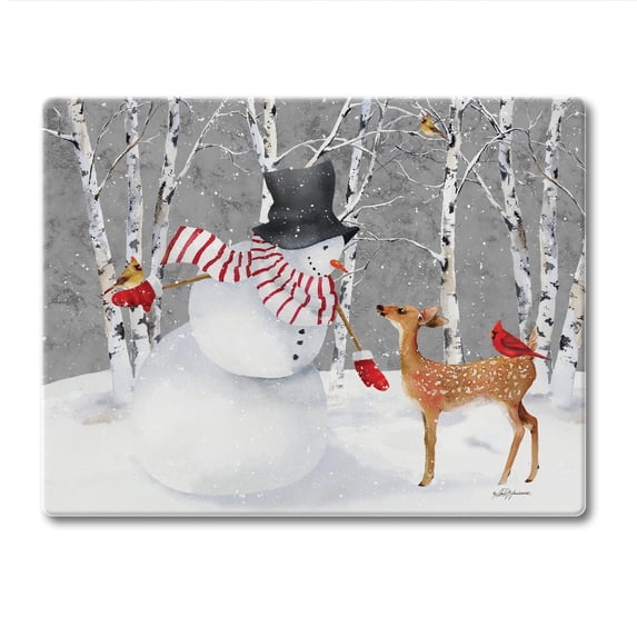CounterArt Snow Day 3mm Tempered Glass Cutting Board 10" by 8"