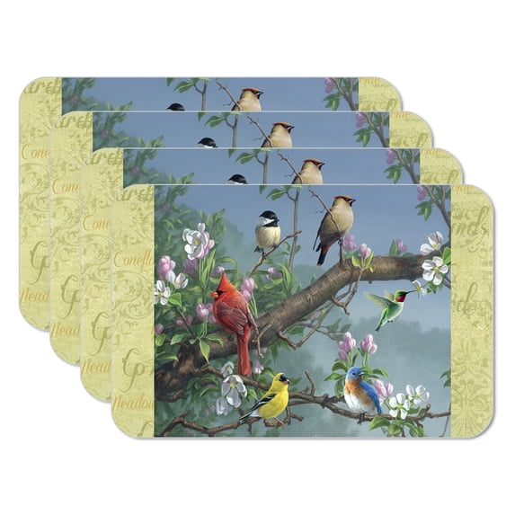 CounterArt "Songbirds" 4-Pack Reversible Flexible Plastic Tabletop Placemats