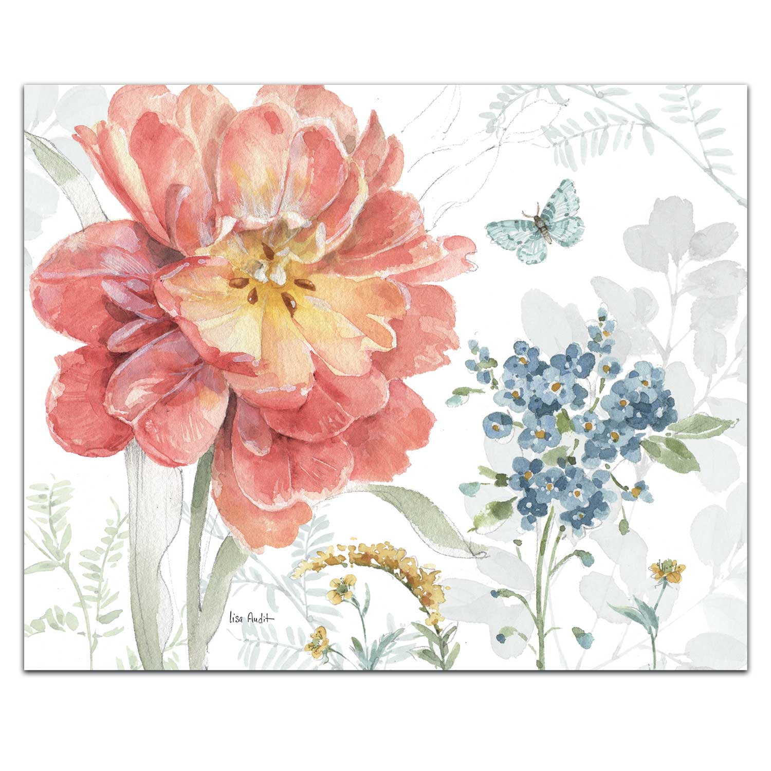 Spring Meadow Floral Tempered Glass Cutting Board with Non-Slip Feet