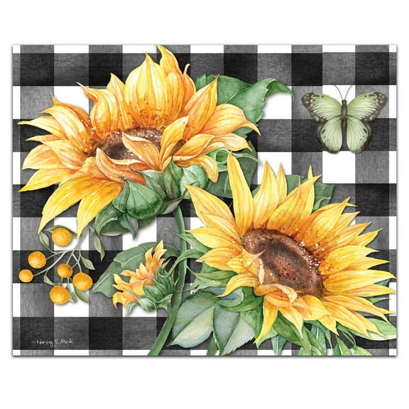CounterArt "Sunflower Fields" 3mm Tempered Glass Cutting Board 10" by 8"