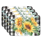 CounterArt Sunflower Fields Reversible Easy Care Plastic Placemat 4-Pack
