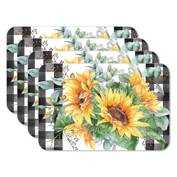 CounterArt Sunflower Fields Reversible Easy Care Plastic Placemat 4-Pack