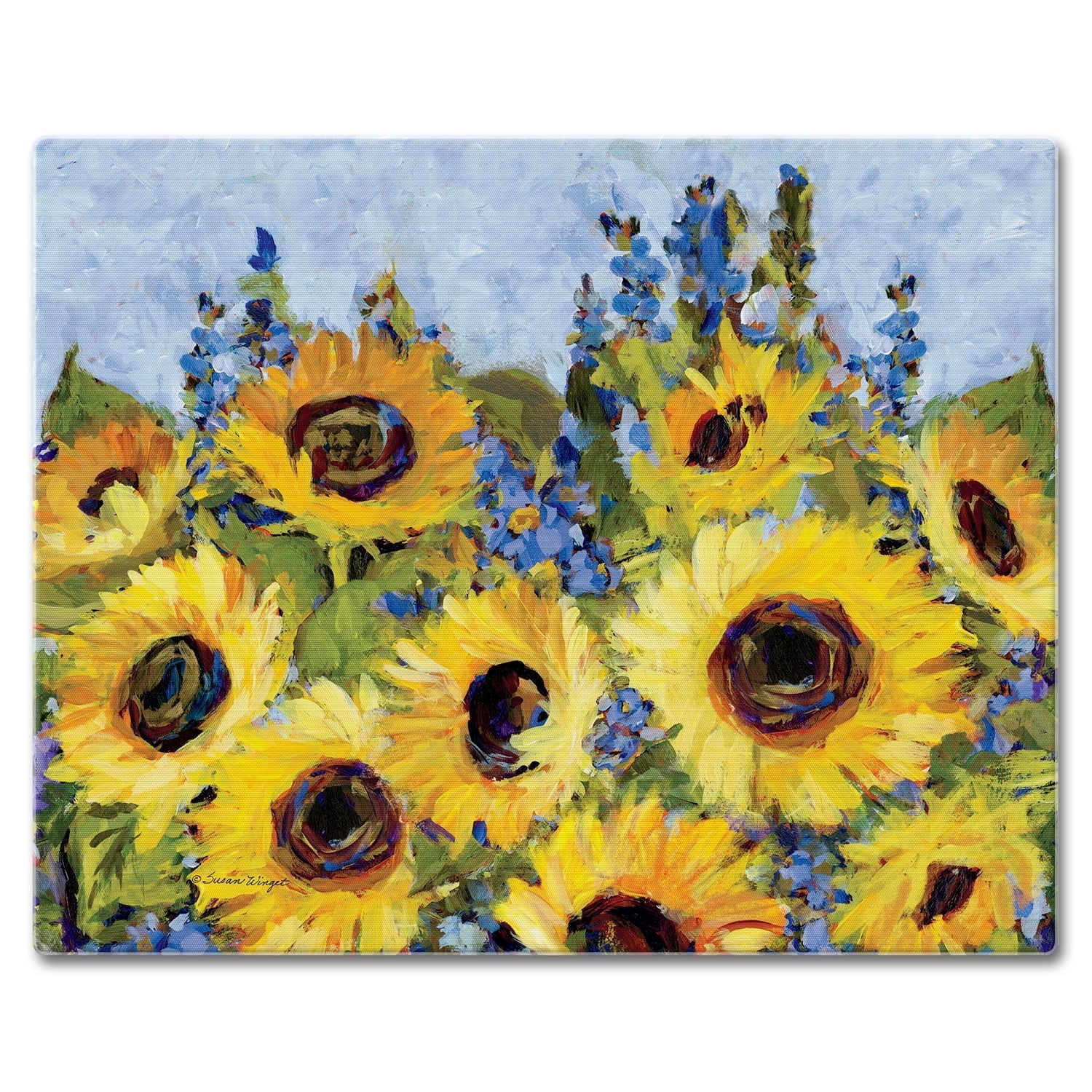 CounterArt Sunflower Gallery 3mm Tempered Glass Cutting Board 15" by 12"