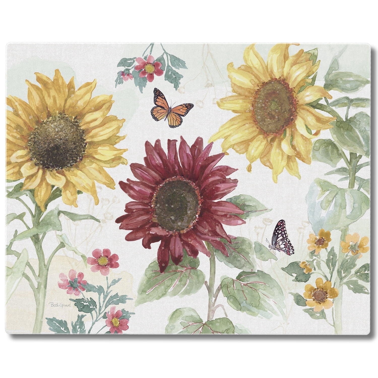 CounterArt Sunflower Splendor 3mm Tempered Glass Cutting Board 15" by 12"