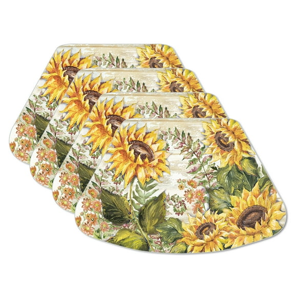 CounterArt "Sunflowers" 4 Pack Reversible Easy Care Flexible Plastic Tabletop Placemat