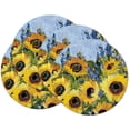 thumbnail image 1 of CounterArt "Sunflowers Gallery" 4-Pack Round Reversible Tabletop Placemats, 1 of 7