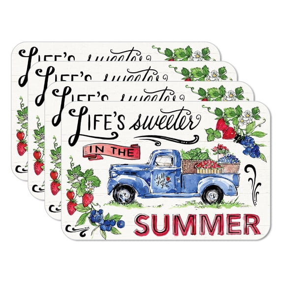 CounterArt "Sweet Summer" 4-Pack Reversible Tabletop Placemats