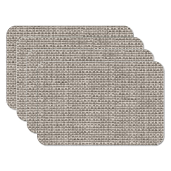 CounterArt Taupe/Natural 4-Pack Faux Basket Weave Design Reversible Tabletop Placemats