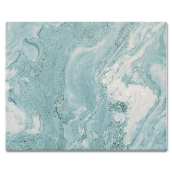 CounterArt "Teal Quartz Design" 3mm Heat Tolerant Glass Cutting Board 15" by 12"