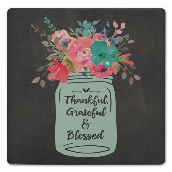 Thirstystone Thankful Grateful Blessed Decorative Cork Backed Stone Trivet 8" Square