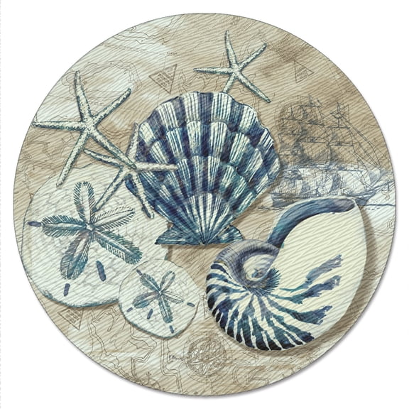CounterArt Tide Pool Shells Tempered Glass Lazy Susan Turntable 13" Diameter
