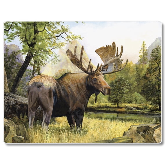 CounterArt Tranquil Moose Tempered Glass Cutting Board 10" by 8"