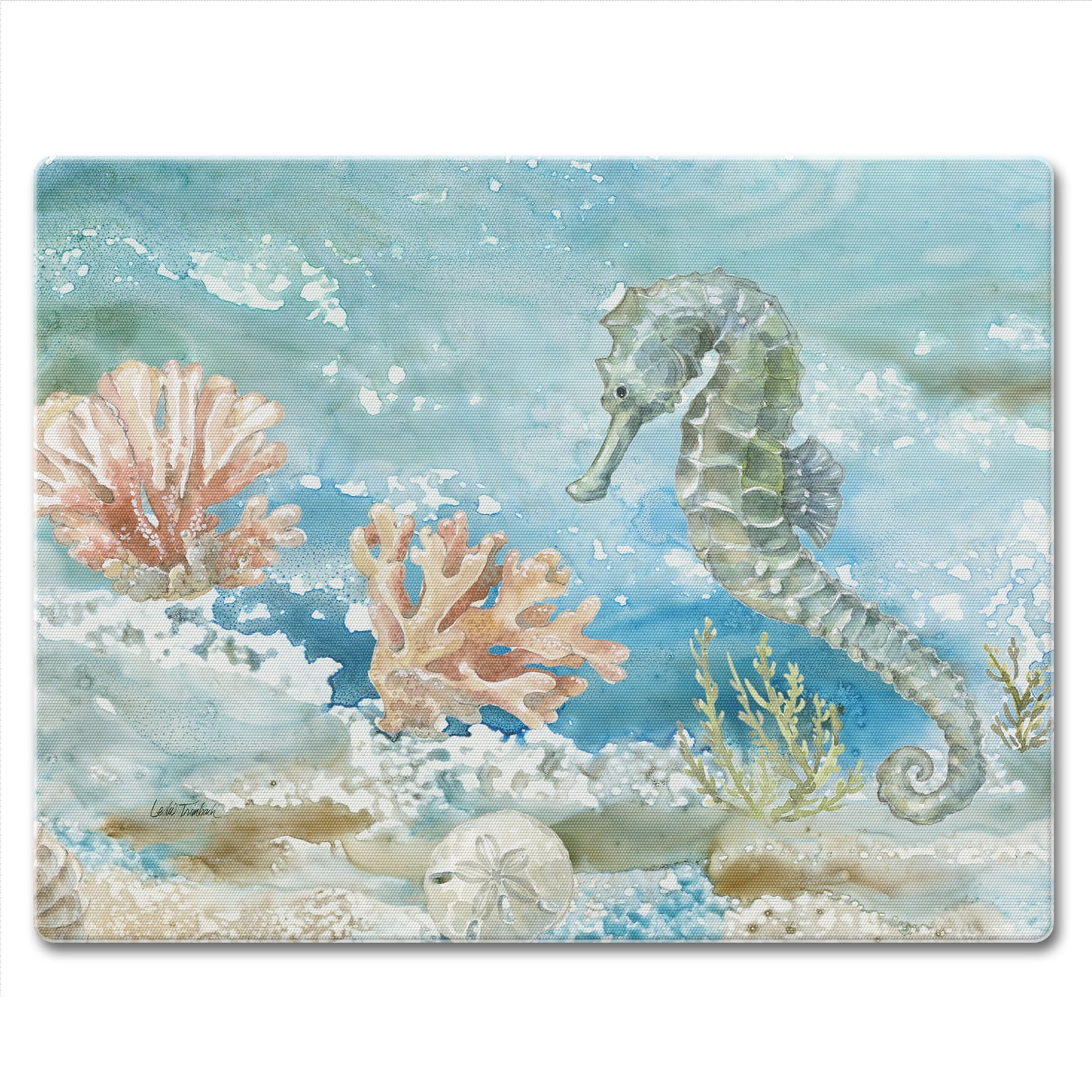 Under the Sea Tempered Glass Cutting Board 10" x 8"