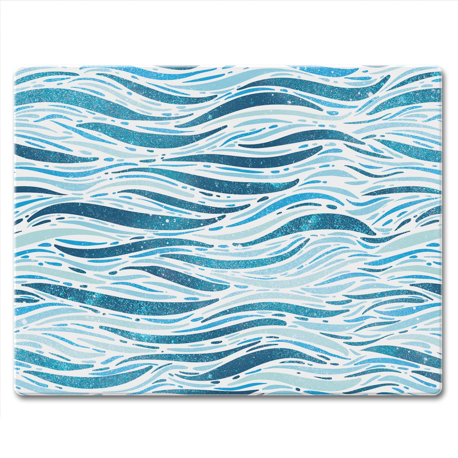 Wavy Waves Blue and White Tempered Glass Cutting Board 10" x 8"