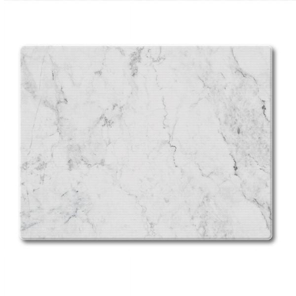 CounterArt "White Marble Design" Decorative 3mm Heat Tolerant Tempered Glass Cutting Board 10" x 8"