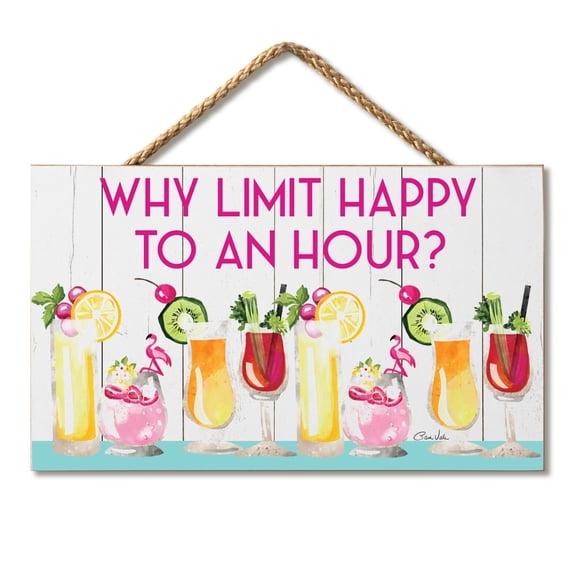 CounterArt "Why Limit Happy Hour" Hanging Wood Wall Sign