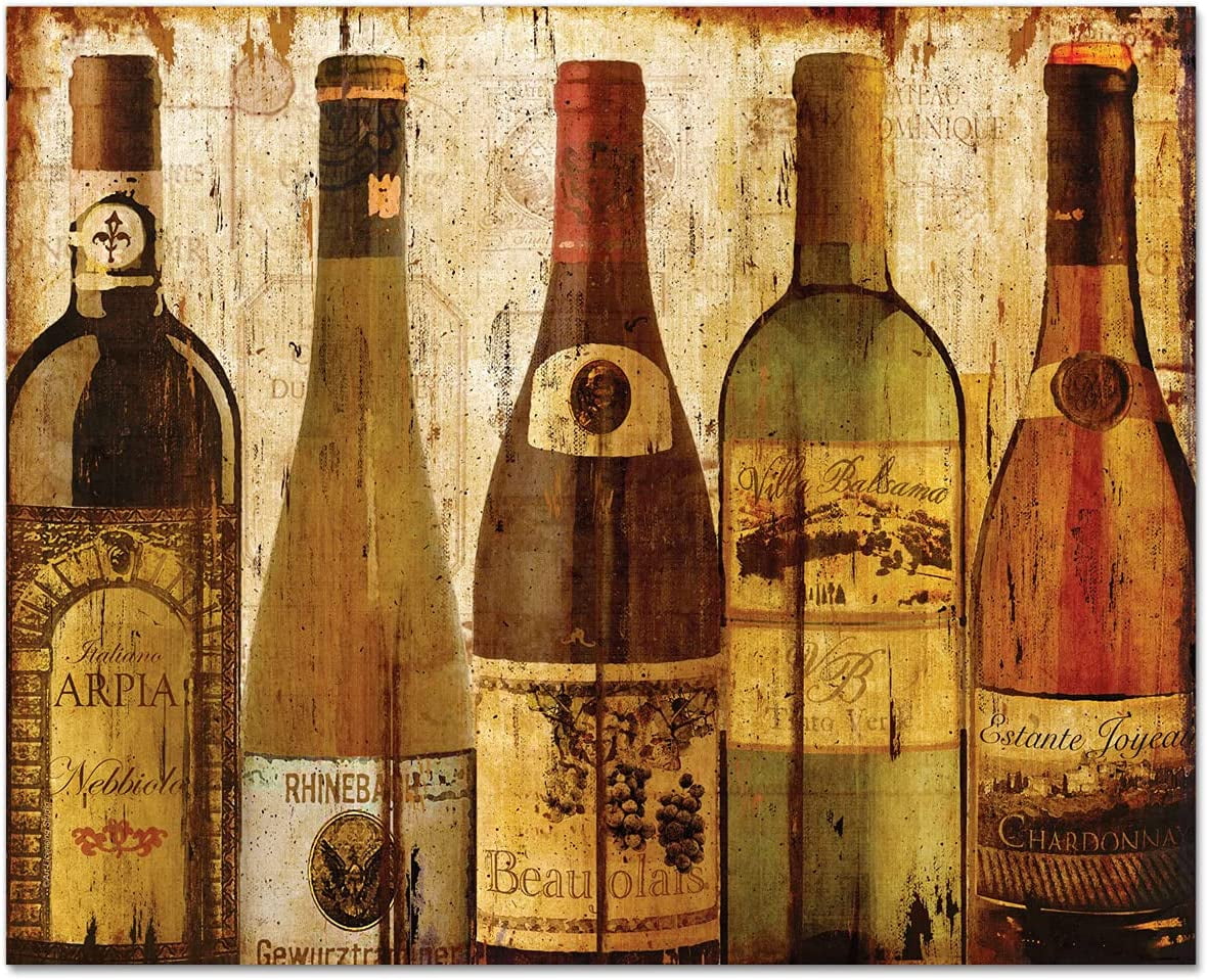 Wine Bottle Design Tempered Glass Cutting Board, 15 x 12 Inch