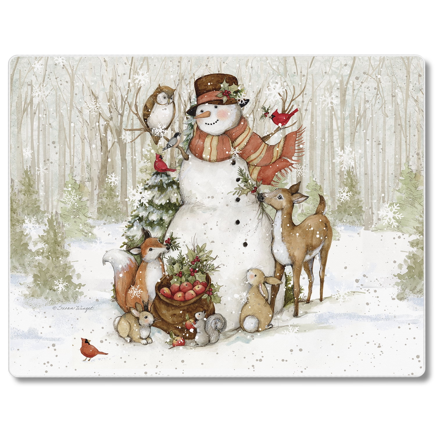 Winter Forest Decorative Tempered Glass Rectangular Cutting Board