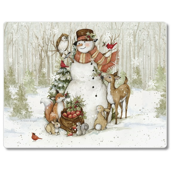 CounterArt Winter Forest Decorative 3mm Heat Tolerant Tempered Glass Cutting Board 10" by 8"
