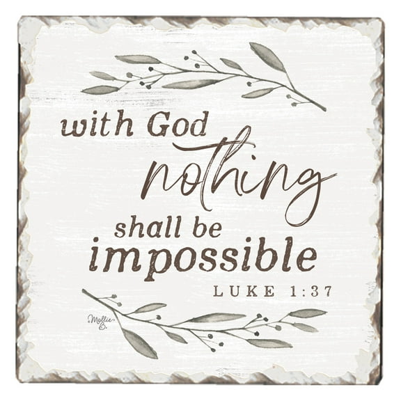 CounterArt "With God" Single Inspirational Absorbent Stone Tumbled Tile Coaster 1 Pack