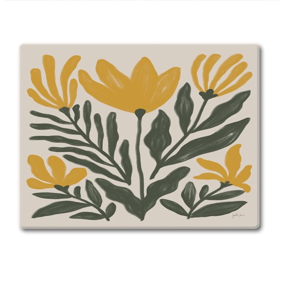 CounterArt Yellow Petals Tempered Glass Cutting Board 10" by 8"