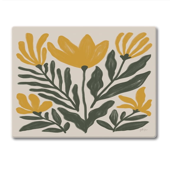 CounterArt Yellow Petals Tempered Glass Cutting Board 10" by 8"