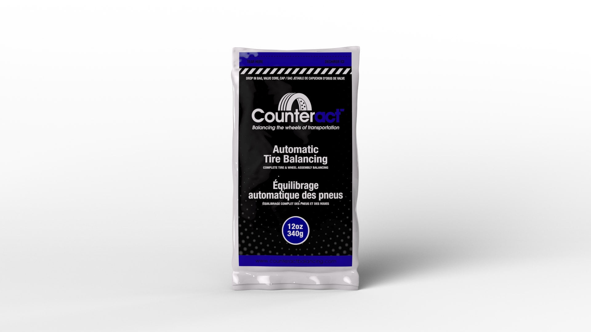 Counteract 12OZ-B4 Centrifugal Force Tire/Wheel Balancing Beads - Off-Road Vehicles, Light Duty Truck Tires, (4) 12oz Balance Bead Bags, (4) Valve Caps and Cores