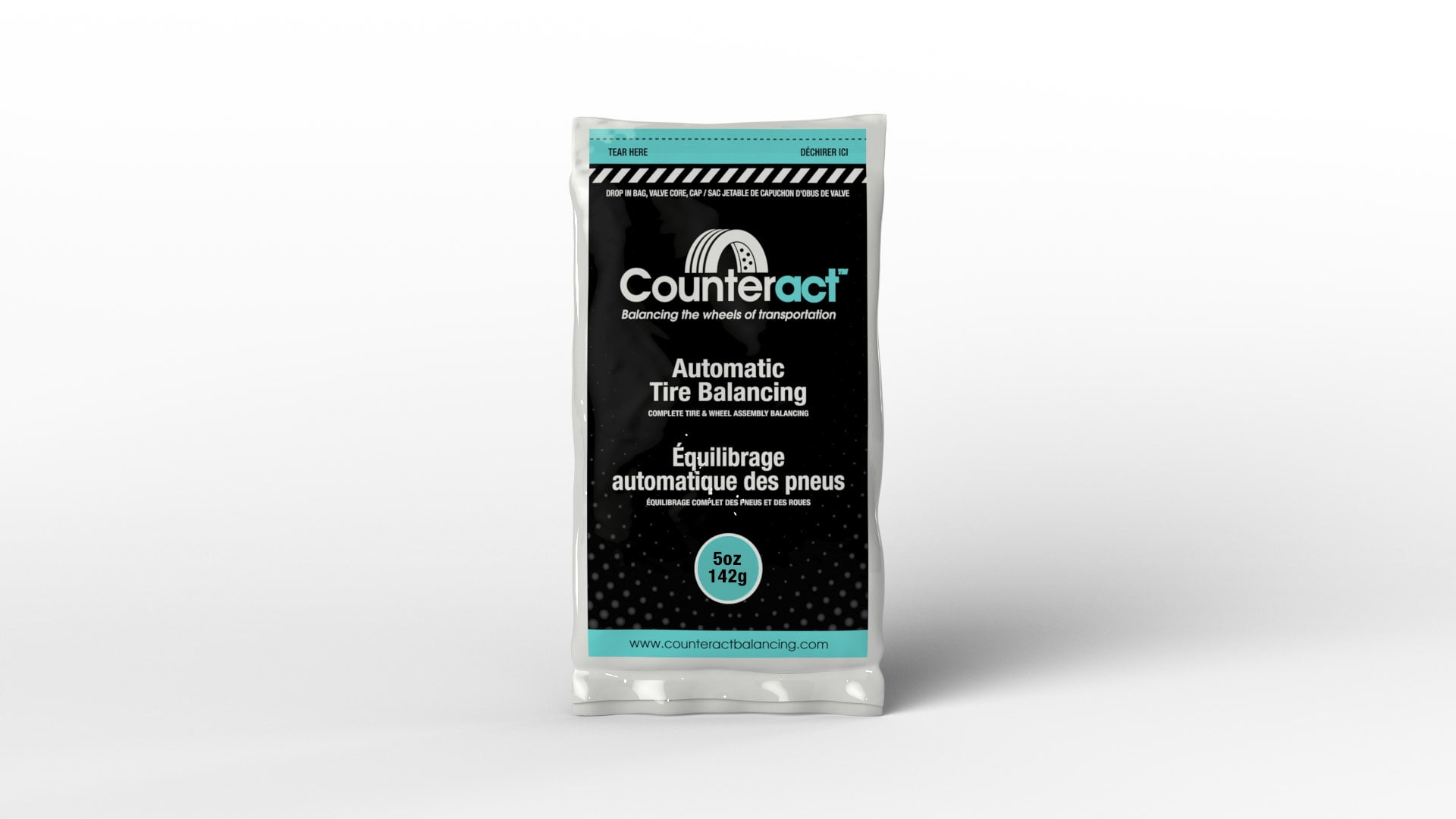 Counteract 5OZ-B4 Centrifugal Force Tire/Wheel Balancing Beads - Off-Road Vehicles, Light Duty Truck Tires, (4) 5oz Balance Bead Bags, (4) Valve Caps and Cores