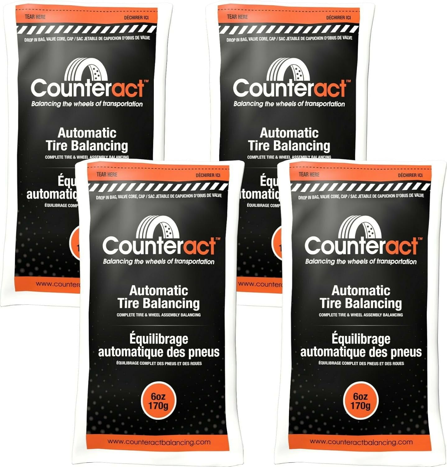 Counteract MKSP3 Motorcycle Tire Balancing Bead Kit - 20 Pre-measured 3oz Bags & Valve Caps, Lifetime Balance
