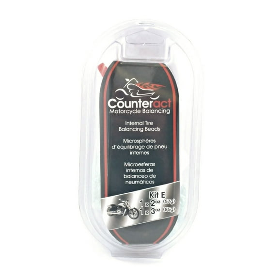 Counteract KIT-E Motorcycle Do It Yourself Tire/Wheel Balancing Beads Kit - (1) 2oz (1) 3oz DIY Bead Bags, (2) Valve Caps and Cores, (1) Core Remover, Injector Bottle