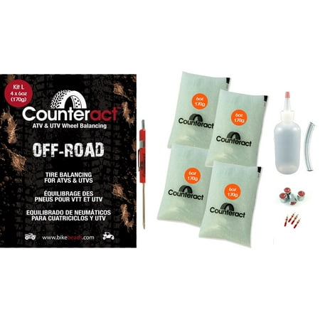 Counteract KIT-L ATV/UTV Do It Yourself Tire/Wheel Balancing Beads Kit - (4) 6oz DIY Bead Bags, (4) Valve Caps and Cores, (1) Core Remover, Injector Bottle