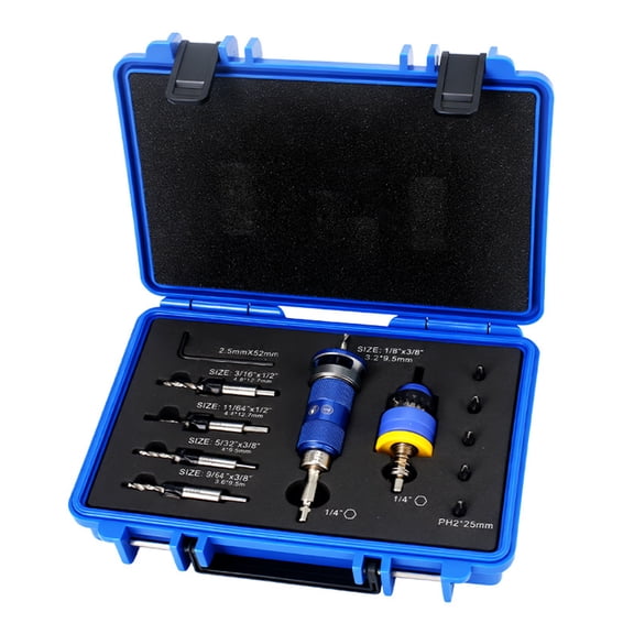 Counterbore Drill Bit Set With Adjustable Depth Stop Tapered Bit Multiple Size For Quality Woodworking Projects