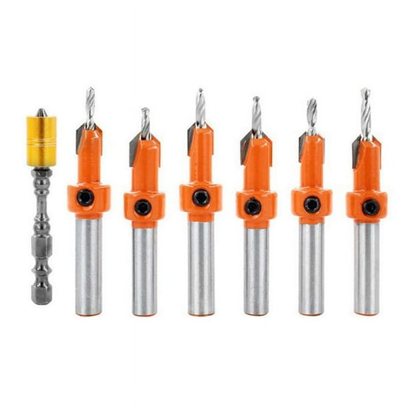 Counterbore Drill Taper Drill Set Woodworking Opener Set Hexagon Screw Hardware Tools Counterbore Drill 7PC