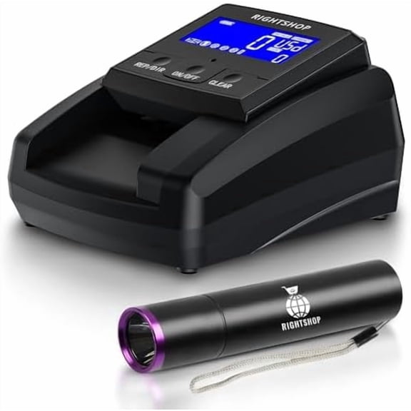 Counterfeit Bill Detector with UV Flashlight, Portable Counterfeit Money Detector for USD, EUR & GBP, IR UV MG Detection, Cash Value Calculator Machine with Automatic 4-Way Orientation$$Office