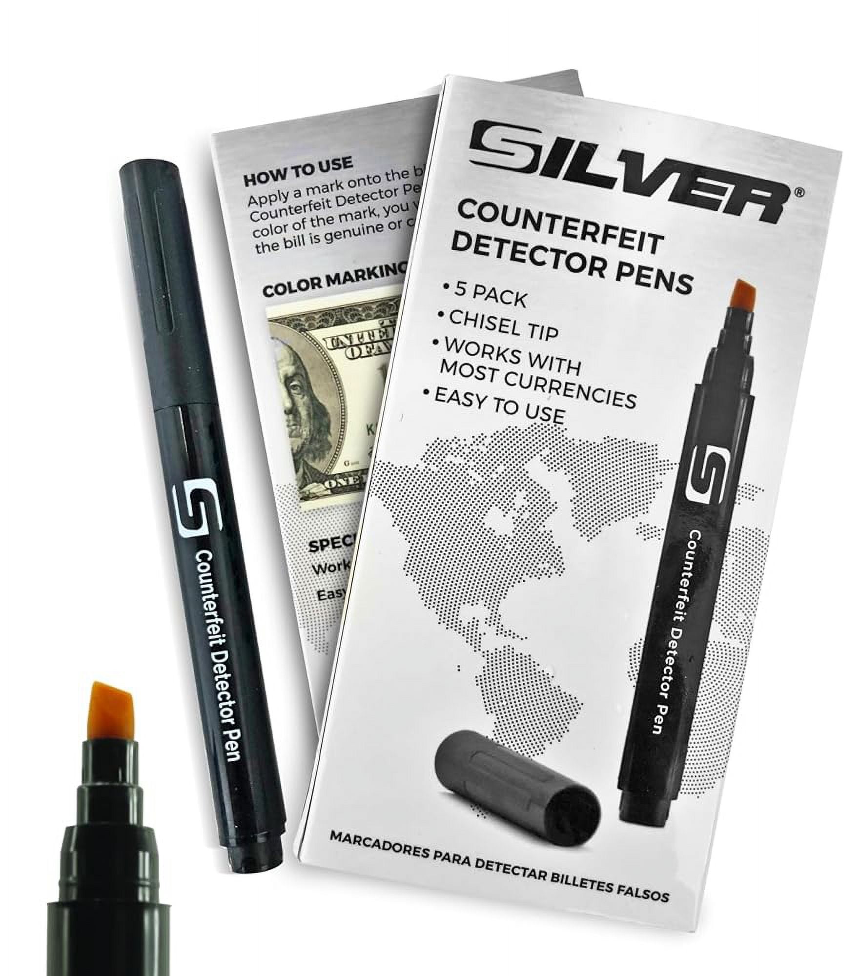 Counterfeit Bill Pen With Chisel Tip, Money Checker, Pen Detects Fake