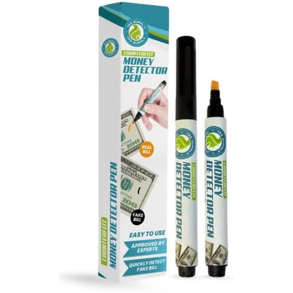Counterfeit Money Detector Pen 12-Pack – Chisel Tip Counterfeit Bill Detector Money Marker for US Currency – Easy to Use High-Capacity Ink – Bill Checker Pen for Restaurants, Retail, Bank