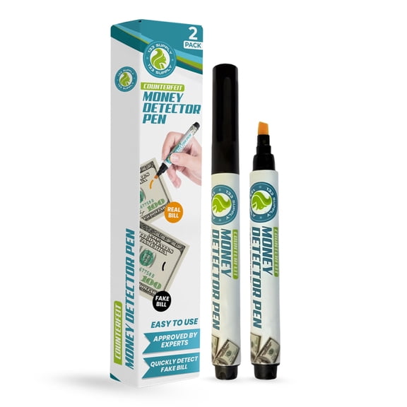 Counterfeit Money Detector Pen (2 Counterfeit Pens) Counterfeit Bill Detector Pen, Fake Money Marker & Checker, Detect Fake Bills - Fake Counterfeit Bills US Currency False Currency Checker Pen